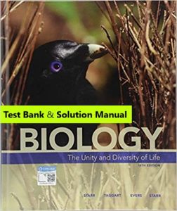 Test Bank for Biology: The Unity and Diversity of Life 15th Edition Cecie Starr , Ralph Taggart , Christine Evers , Lisa Starr , © 2019 1
